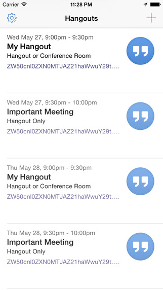 Entry for Google Hangouts