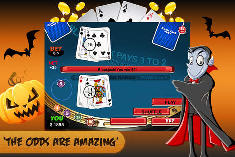 Halloween Blackjack FREE - Trick or Treat Casino Mania screenshot 2