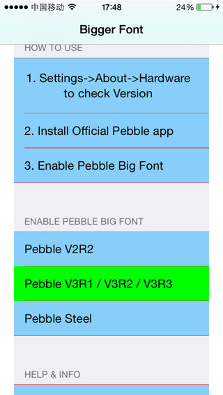 Bigger Font Size for Pebble Smartwatch