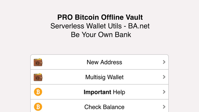 PRO Bitcoin Offline Vault for iPhone - BA.net