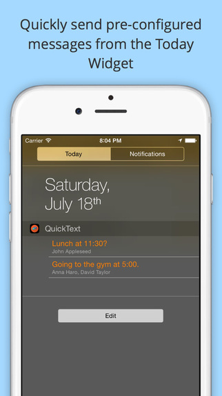 QuickText: Send SMS from Today Widget