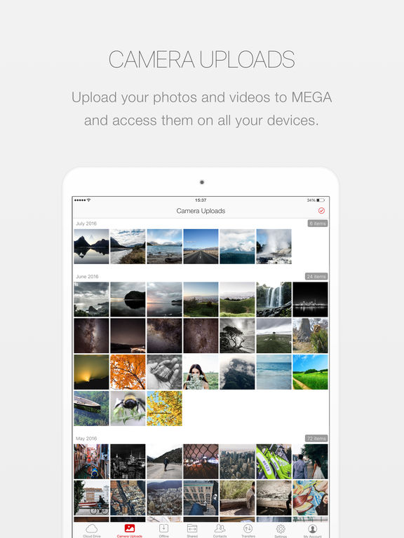 Screenshots of Mega for iPad