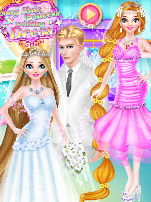 Свадебное платье Длинные волосы принцессы и макияж на iPad