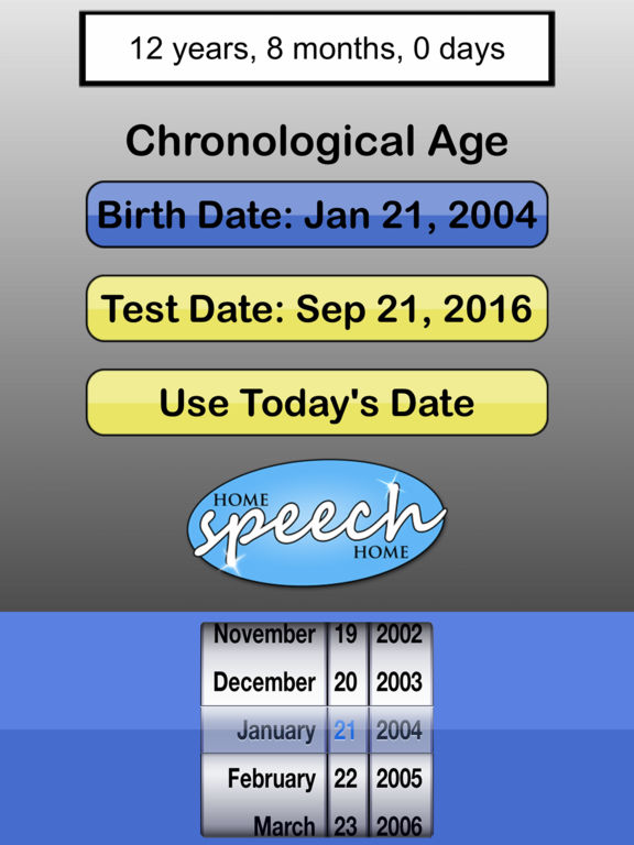 chronological age calculator in months