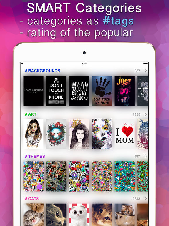 Screenshots of Top Chart of Wallpapers & Themes - Amazing Images and Awesome 3D Backgrounds are Free on Your Screen for iPad
