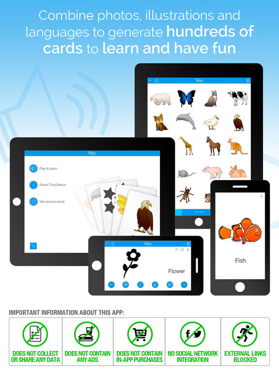 TinyGenius Flash Cards Games for Kids to Learn First Words on the App