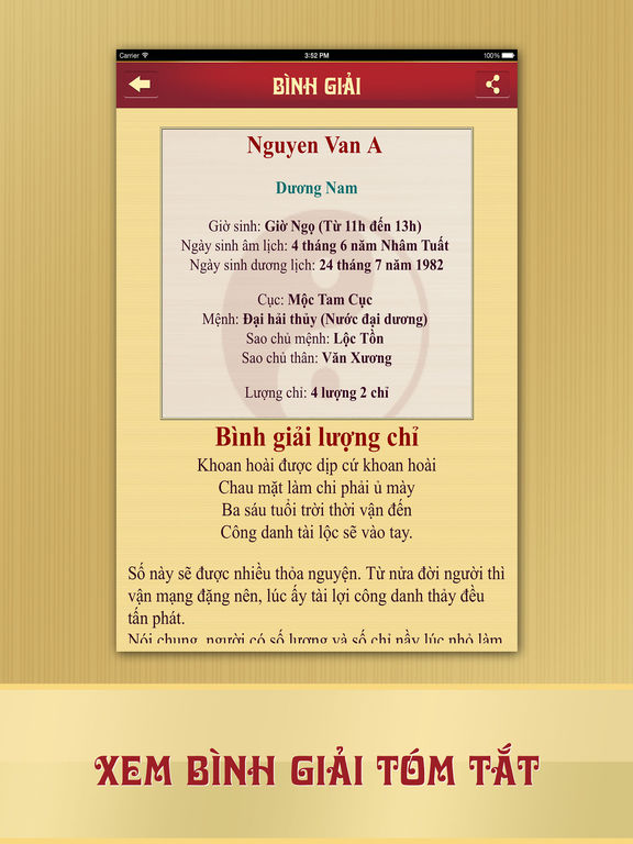 Screenshots of Lá Số Tử Vi for iPad