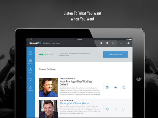 Screenshots of SiriusXM Radio - Music, Talk, Comedy, Sports, More for iPad