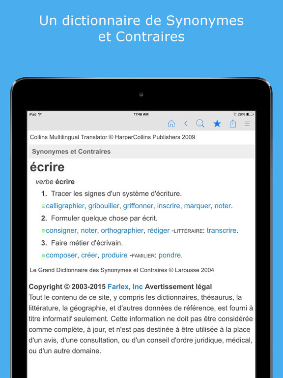 Screenshots of Dictionnaire Français et Synonymes for iPad