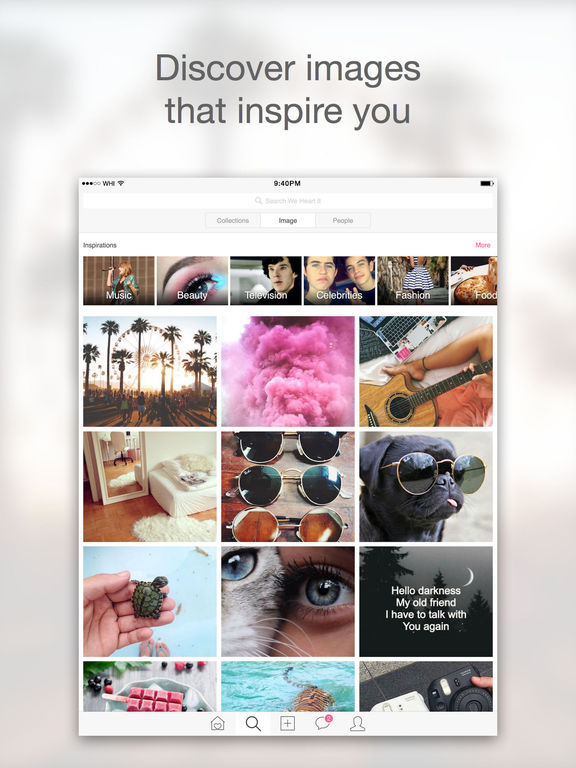 Screenshots of We Heart It for iPad