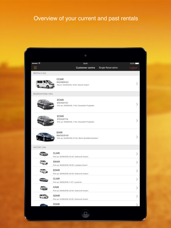 Screenshots of Sixt for iPad