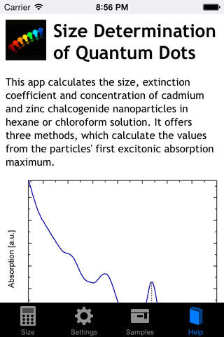 Quantum Dot Size Calculator - náhled