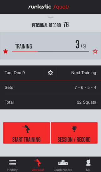 Runtastic Squats Trainer PRO screenshot 1