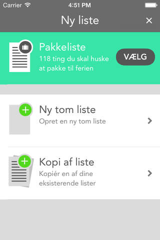Pakkeliste - náhled