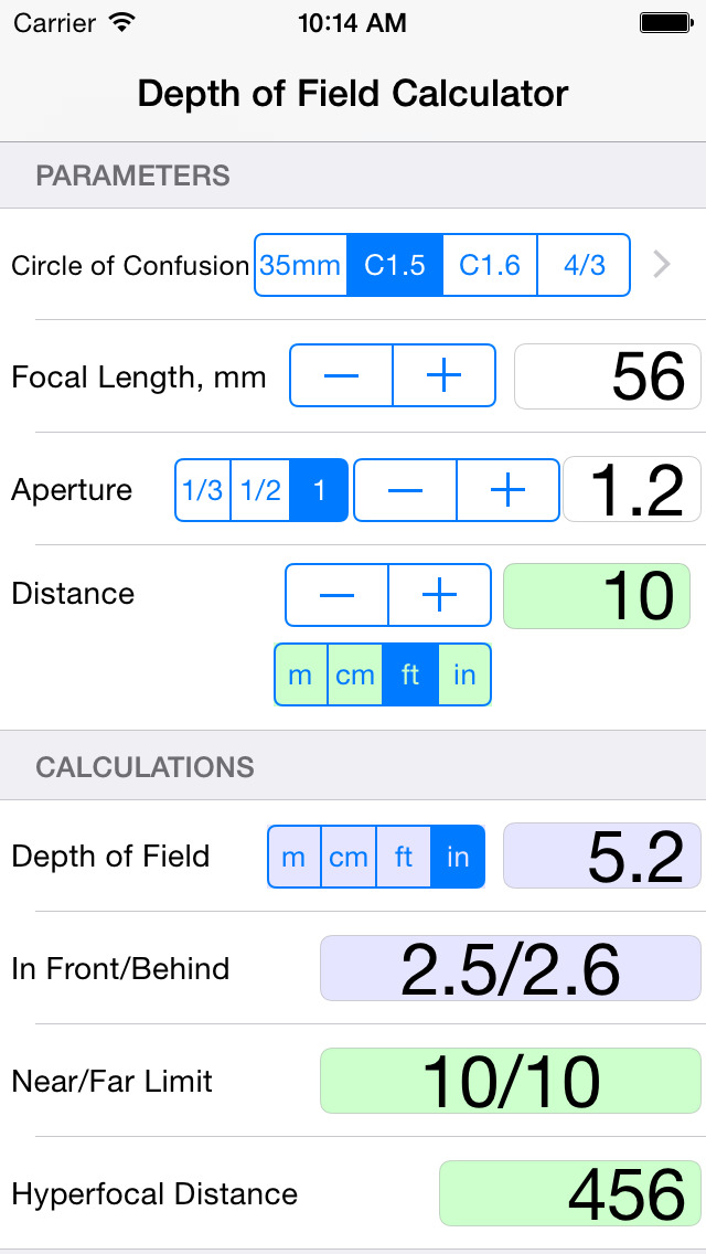 Depth of Field Calculator for Photography Apps 148Apps