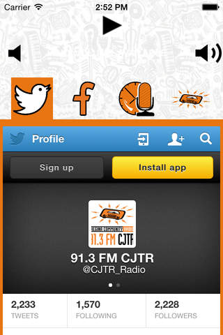 91.3 FM CJTR Regina Community Radio App - náhled