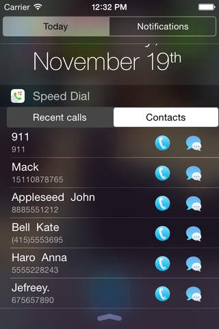 Speed Dial Widget - Call&SMS in Notification Cente - náhled