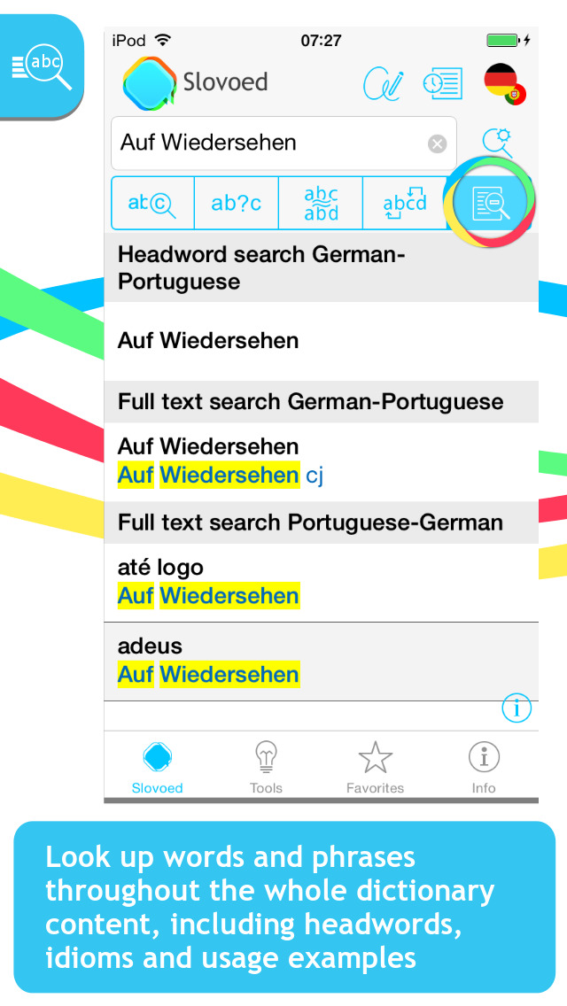 German <-> Portuguese Slovoed Compact talking dictionary screenshot 2