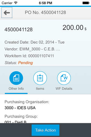 Unvired Workflow for SAP HTML5 - náhled