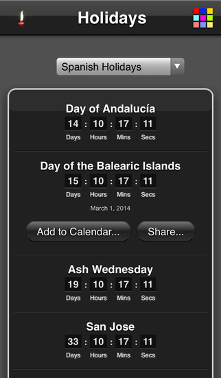 Holidays Countdown screenshot 2