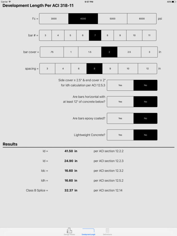 App shopper rebar development length reference 