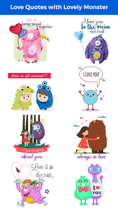 Love Quotes with Monster,Robot,Dinosaur Characters | Apps | 148Apps