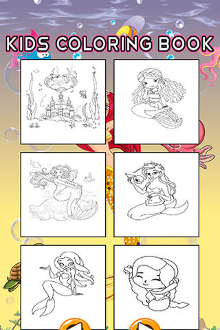 Mermaid Princess Coloring Pages Kids Painting Game - náhled