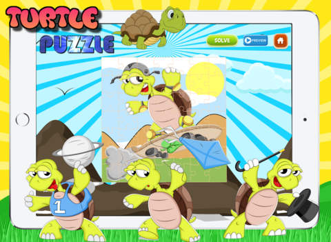 Sea Turtle Aquarium Puzzle Jigsaw Shape Free Diver - náhled