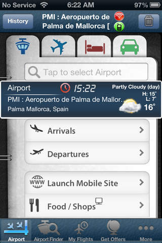 Palma de Mallorca Airport (PMI) Flight Tracker Rad - náhled