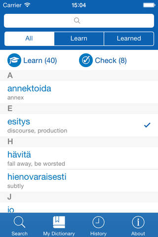 Finnish <> English Dictionary + Vocabulary trainer - náhled
