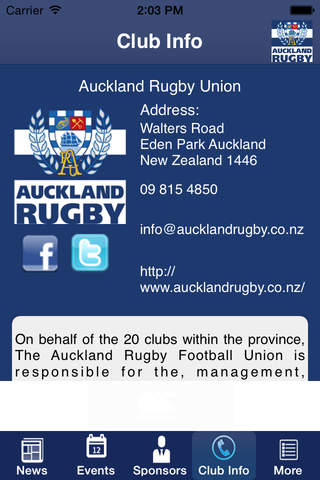 Auckland Rugby Football Union - náhled