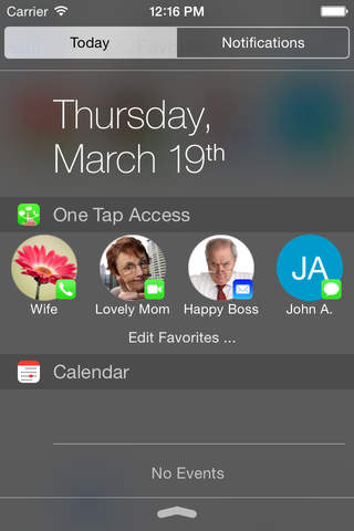 One Tap Access Widget for Notification Center - náhled